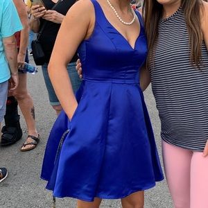 Royal blue formal dress with pockets